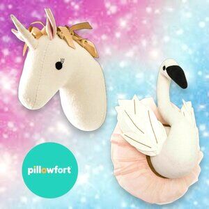 Pillowfort Unicorn and Swan Wall Decor - Cream and Pink